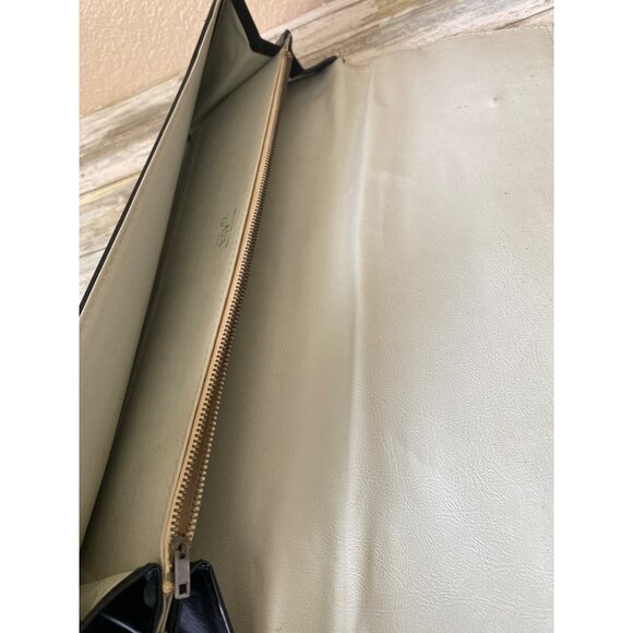 1950s Aetna USA Black Patent Envelope Clutch Purse Royaltone Lined 15" Mid Centu - Picture 16 of 16